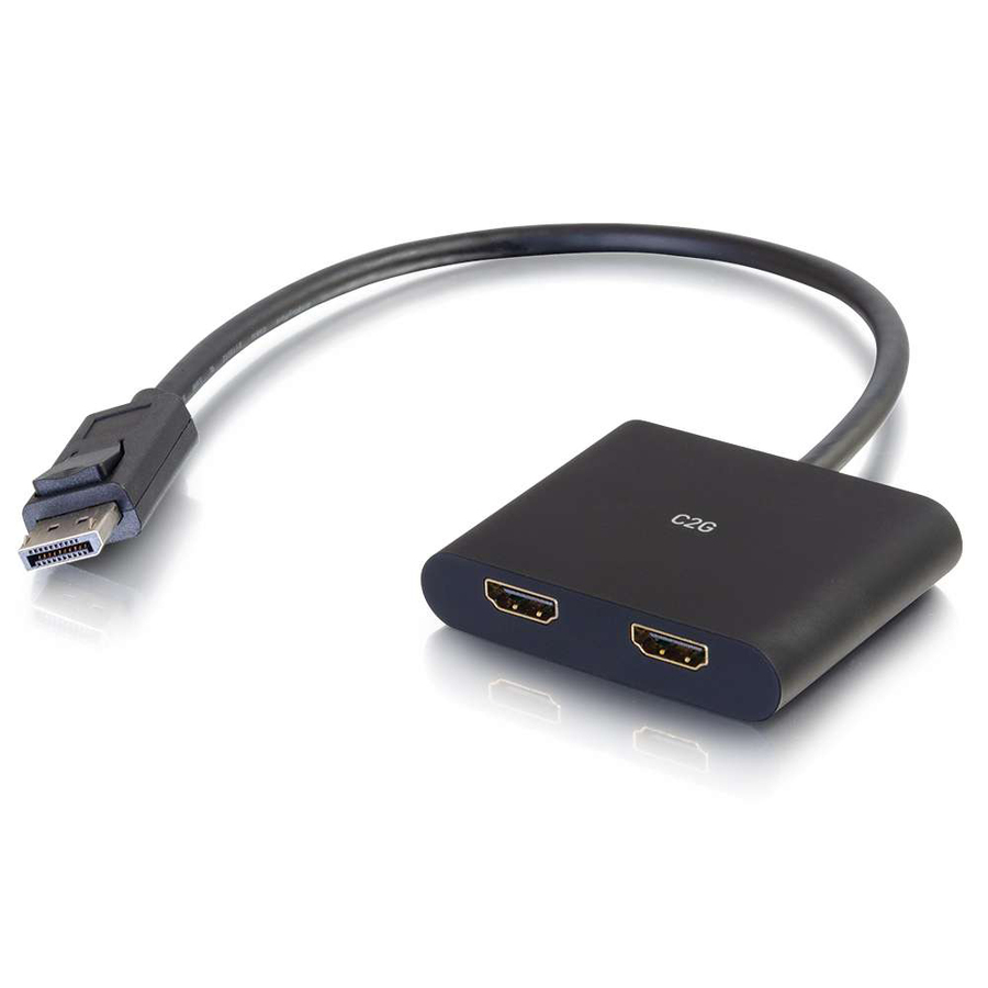 C2G 4K DisplayPort to Dual HDMI MST Hub - DisplayPort 1.2 to HDMI Splitter - M/F - DisplayPort Male to Dual HDMI Female Monitor Splitter - 3840 � 2160 60Hz - Multi-Stream Transport (MST) Hub - 7.1 channel surround sound - Micro-B USB port