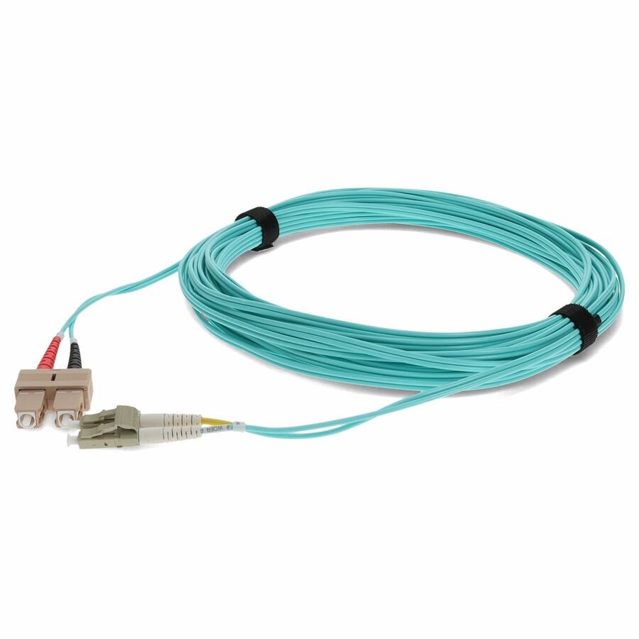 AddOn 0.3m SC to LC Aqua OM4 Duplex OFNR (Riser-Rated) Fiber Patch Cable