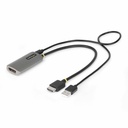 StarTech.com 1ft (30cm) HDMI to DisplayPort Adapter Cable, 8K 60Hz, Active HDMI 2.1 to DP 1.4 Video Converter, USB Bus Powered - Convert an HDMI 2.1 source to a DisplayPort 1.4 output; Supports up to 7680x4320 @ 60Hz; DSC is required for maximum performance; No drivers/software; Universal Adapter Cable works with any OS; Supports HDR10/CEC/ARC/2.1ch audio; DSC 1.2a compliant