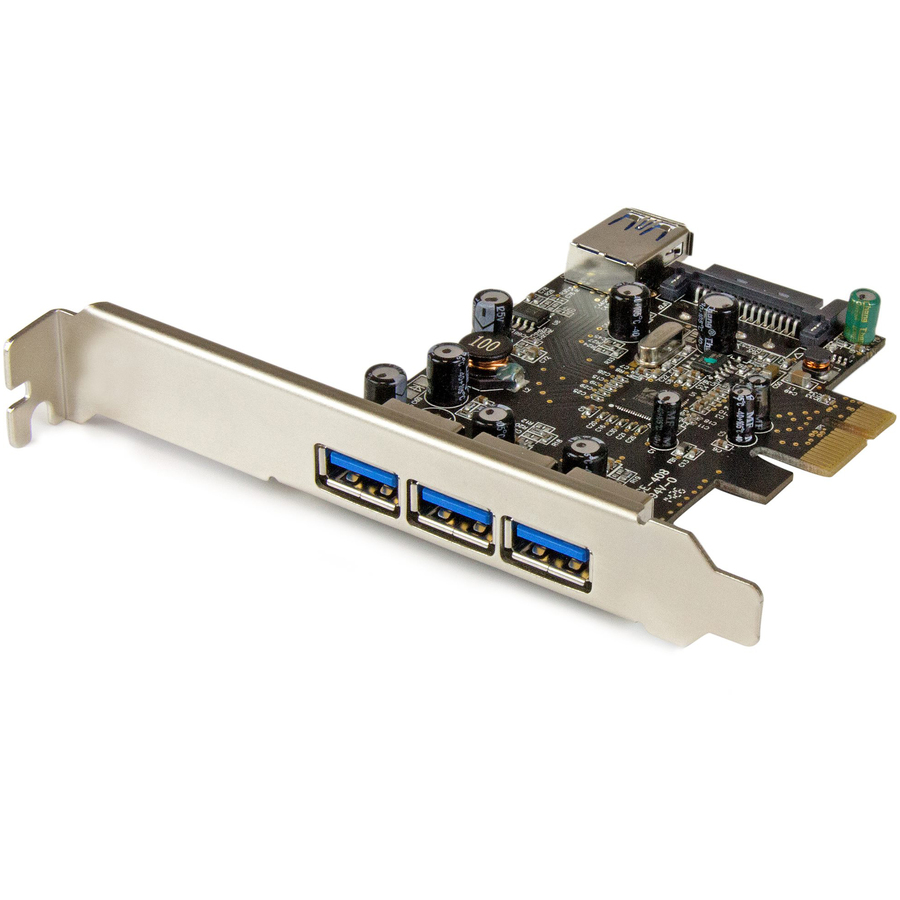 StarTech.com 4 Port PCI Express USB 3.0 Card - 3 External and 1 Internal - 5Gbps - Add four USB 3.0 ports - three external and one internal port - to your computer - 4 Port PCIe USB 3.0 Card - Cost-effective USB 3.0 Adapter Card - Easy to install with native OS support in Windows 8.1 8 and 7 - Standard and low-profile USB card