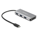 StarTech 3 Port USB C Hub with SD Card Reader, 3x USB-A & SD Slot, USB 3.2 Gen 2 10Gbps Type C Laptop Adapter Hub, Bus Powered, TAA
