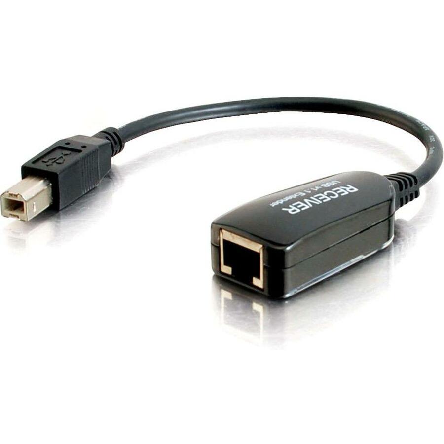 C2G 1-Port USB Extender - USB 1.1 Over Cat5 SuperBooster Dongle Extender - RJ45 to USB B Receiver - 10" Data Transfer Cable - First End: 1 x USB 2.0 Type B - Male - Second End: 1 x RJ-45 Network - Female - Black