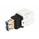 Monoprice Keystone Jack - USB 3.0 A Female to A Female Coupler Adapter, Flush Type (White)