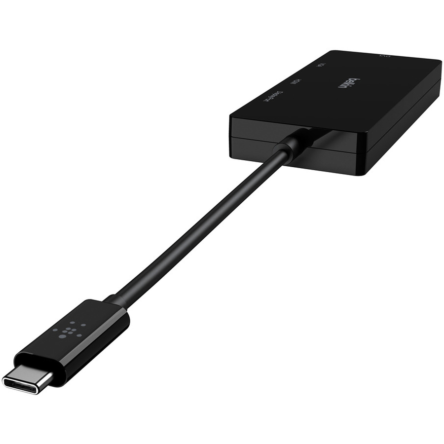 Belkin USB-C Mutiport Video Adapter, USB-C to HDMI - VGA - DVI - DisplayPort, Up to 4k at 60Hz - 1 x Type C USB Male - 1 x DisplayPort Digital Audio/Video Female, 1 x DVI Video Female, 1 x HDMI Digital Audio/Video Female, 1 x 15-pin HD-15 VGA Female - 4096 x 2304 Supported