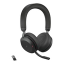 Jabra Evolve2 75 Wireless On-ear Stereo Headset - USB-A - For MS Teams - With Charging Stand - Black - Binaural - Ear-cup - 3000 cm - Bluetooth - 20 Hz to 20 kHz - MEMS Technology Microphone - Noise Cancelling