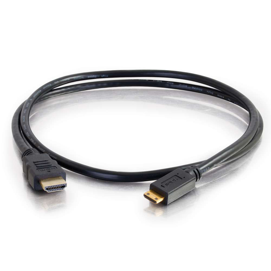 C2G 10ft 4K HDMI to HDMI Mini Cable with Ethernet - High Speed - 60Hz - M/M - 10 ft HDMI A/V Cable for Audio/Video Device, Smartphone, Tablet, Desktop Computer - First End: 1 x HDMI Male Digital Audio/Video - Second End: 1 x HDMI (Mini Type C) Male Digital Audio/Video - Supports up to 3840 x 2160