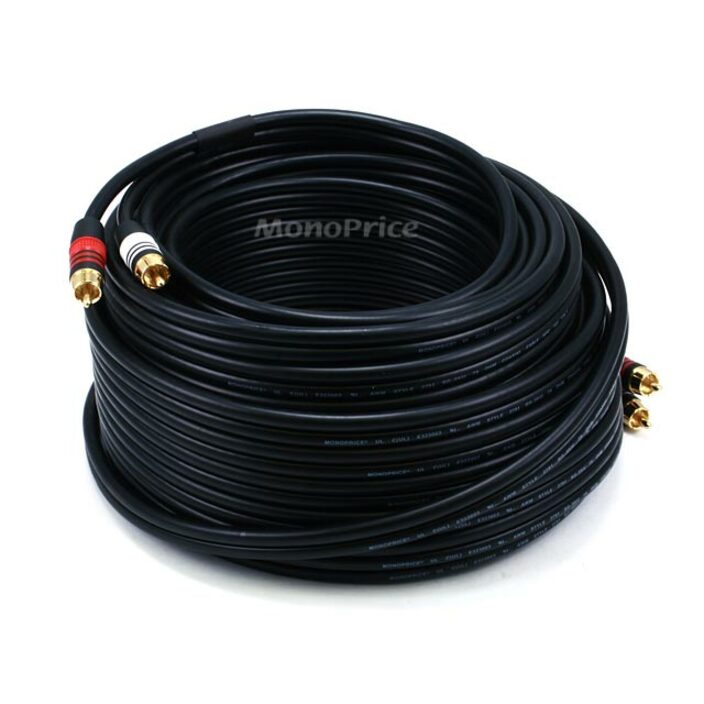 Monoprice 75ft Premium 2 RCA Plug/2 RCA Plug M/M 22AWG Cable - Black