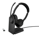 Jabra Evolve2 55 Headset - Stereo - Wireless - Bluetooth - 98.4 ft - 20 Hz to 20 kHz - On-ear - Binaural - Supra-aural - MEMS Technology, Noise Cancelling Microphone - Noise Canceling - Black