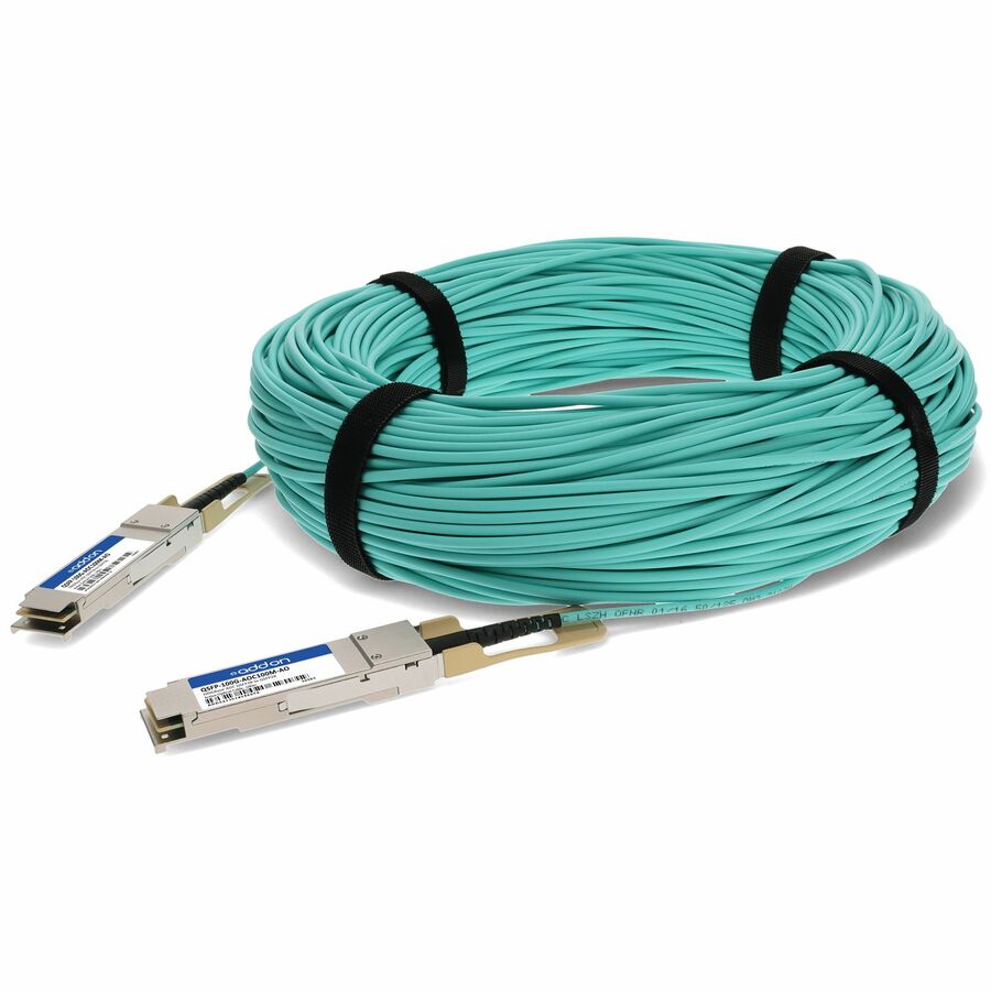AddOn Cisco® QSFP-100G-AOC100M Compatible TAA Compliant 100GBase-AOC QSFP28 to QSFP28 Direct Attach Cable (850nm, MMF, 100m)