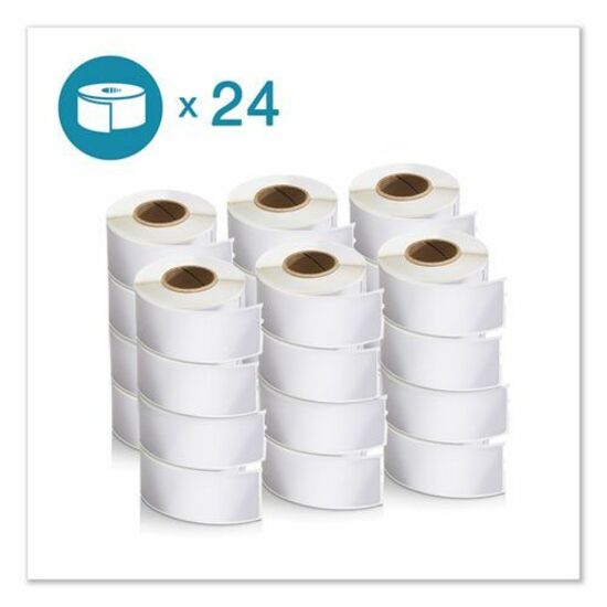 Dymo LabelWriter Address Label - 1 1/8" Height x 3 1/2" Width - Rectangle - Thermal - White, Black - 24 Roll