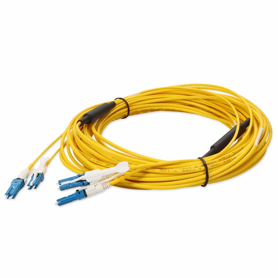 AddOn 15m 2xCS to 2xCS Yellow OS2 Quadplex OFNR (Riser-Rated) SMF Fiber Outdoor Patch Cable