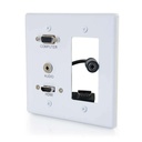 C2G Decorative Dual Gang VGA, 3.5mm Audio and HDMI Wall Plate White - 2-gang - Wall Mount - White - Aluminum, Polyvinyl Chloride (PVC) - 1 x HDMI Port(s) - 1 x Mini-phone Port(s) - 1 x VGA Port(s)