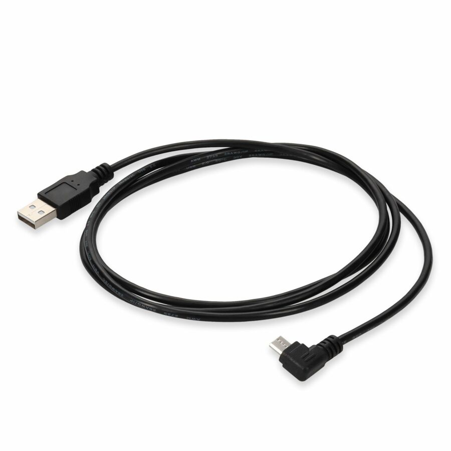 AddOn 6ft USB A 2.0 Male to Micro-USB B 2.0 Right-Angle Male Black Cable