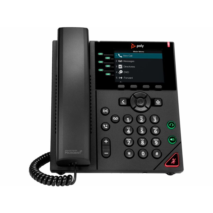 Poly VVX 350 IP Phone - Corded - Corded - Desktop, Wall Mountable - Black - VoIP - 2 x Network (RJ-45) - PoE Ports