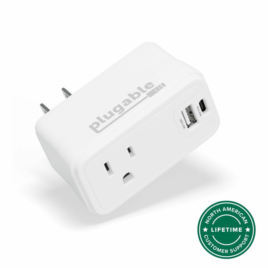 Plugable Wall Outlet Extender with 1x USB-C and 1x USB, 32W USB C Charger Block