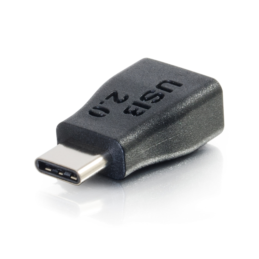 C2G USB 2.0 USB Type C to USB Micro B Adapter M/F - USB C to Phone Black - USB for Smartphone, Tablet - 60 MB/s - 1 Pack - Type C Male USB - Micro Type B Female USB - Black