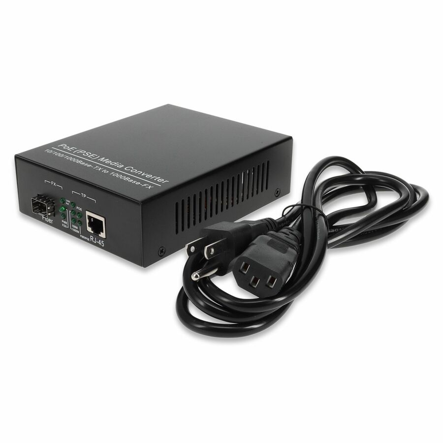 AddOn 10/100/1000Base-TX(RJ45) to 1000Base-SX(SC) MMF 850nm 550m POE Media Converter With EUR Standard Power Supply