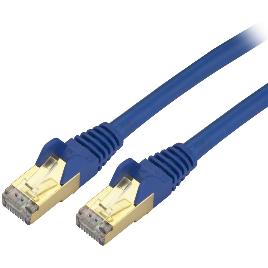 StarTech 8ft CAT6a Ethernet Cable - 10 Gigabit Category 6a Shielded Snagless 100W PoE Patch Cord - 10GbE Blue UL Certified Wiring/TIA