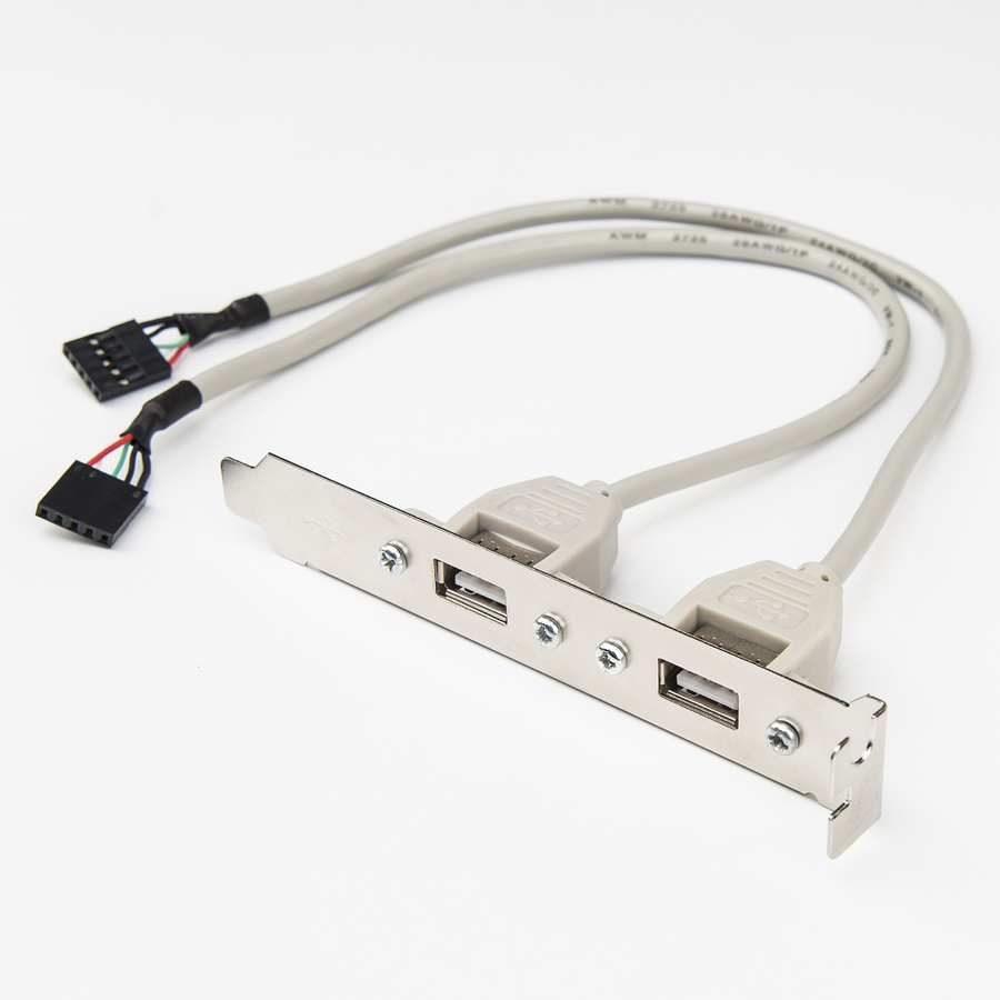 Rocstor Premium 8in 2 Port USB Type A Female Low Profile Slot Plate Adapter - 2 x USB Type A Female Ports - 2 x IDC-5 Female Connectors Low Profile USB A (F)