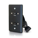 C2G Single Gang Wall Plate with Dual HDMI Pigtails Black - 1-gang - Wall Mount - Black - Aluminum - 2 x HDMI Port(s)