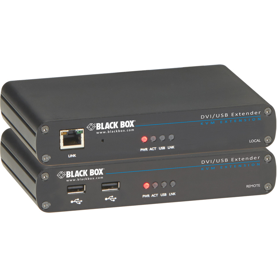 Black Box LRX Series KVM Extender - DVI-D, USB 2.0, RS232, Audio, Single-Access, CATx