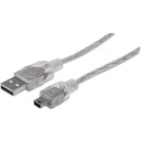 Manhattan Hi-Speed USB 2.0 A Male to Mini-B Male Device Cable, 6', Translucent Silver