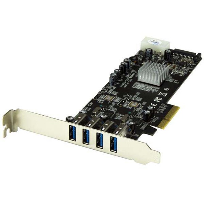 StarTech 4 Port PCI Express (PCIe) SuperSpeed USB 3.0 Card Adapter w/ 2 Dedicated 5Gbps Channels - UASP - SATA / LP4 Power