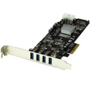 StarTech.com 4 Port PCI Express (PCIe) SuperSpeed USB 3.0 Card Adapter w/ 2 Dedicated 5Gbps Channels - UASP - SATA / LP4 Power - Add four USB 3.0 ports with two independent channels, LP/SATA power, and charging support to your PC through a PCI Express slot - 4 Port PCIe SuperSpeed USB 3.0 Card w/ 2 Dedicated 5Gbps Channels - UASP - SATA/LP4 - Quad Port USB 3.0 PCIe Controller