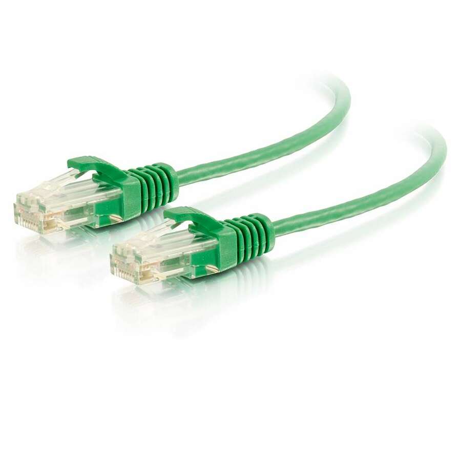 C2G 1ft Cat6 Snagless Unshielded (UTP) Slim Ethernet Cable - Cat6 Network Patch Cable - PoE - Green