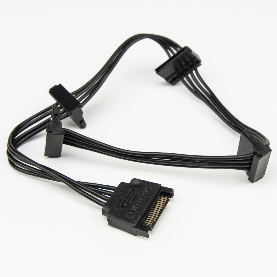 Rocstor Premium 15.7in 4 x SATA Power Splitter Adapter Cable - SATA for Hard Drive - 15.7in - 1 Pack - 1 x SATA Male - 4 x SATA Female - Black - Cable