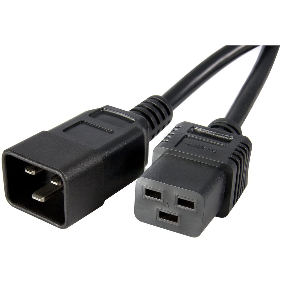 StarTech 3ft (1m) Power Extension Cord, IEC C19 to C20, 13A 250V, 16AWG, Black, Outlet Extension Cable for Network Equipment