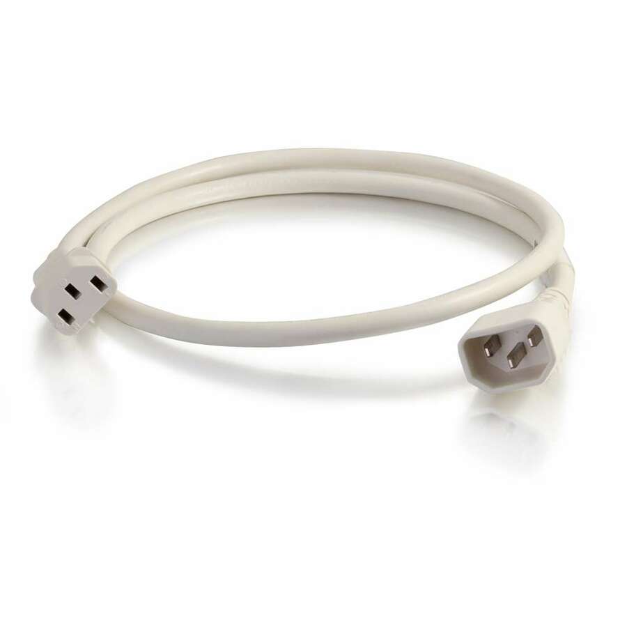 C2G 6ft 14AWG Power Cord (IEC320C14 to IEC320C13) - White - For PDU, Switch, Server - 250 V AC / 15 A - White - 6 ft Cord Length - IEC 60320 C14 / IEC 60320 C13