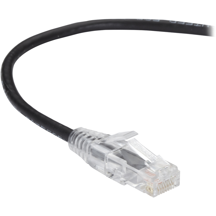 Black Box Slim-Net Cat.6a UTP Patch Network Cable - 2 ft Category 6a Network Cable for Patch Panel, Wallplate, Network Device - First End: 1 x RJ-45 Network - Male - Second End: 1 x RJ-45 Network - Male - 10 Gbit/s - Patch Cable - Gold Plated Contact - CM - 28 AWG - Black