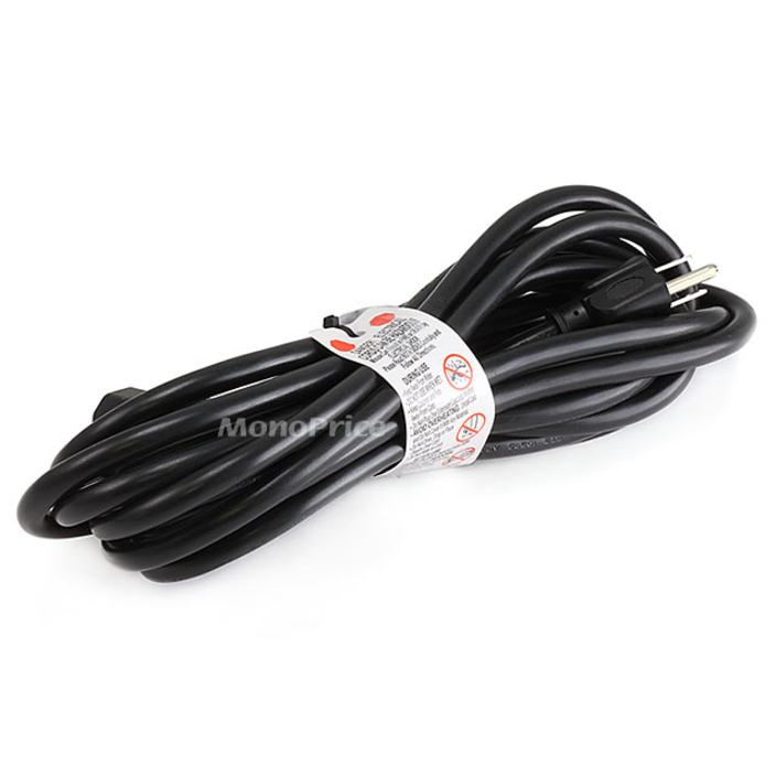 Monoprice Power Extension Cord - For Computer, Monitor, Printer, Projector, Television - 14 Gauge - 125 V AC / 15 A - Black - 15 ft Cord Length - NEMA 5-15P / IEC 60320 C13