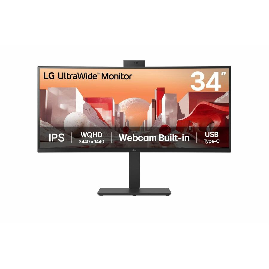 LG 34BA85QE-B 34" Class Webcam UWQHD Curved Screen LED Monitor - 21:9 - Textured Black, Black