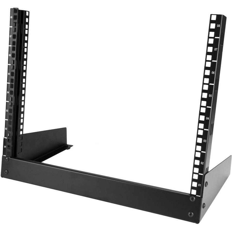 StarTech 2-Post 8U Desktop Server Rack, Open Frame 19in Computer Rack, Small Home/Office Rack for AV/Studio/Data/IT Equipment, TAA