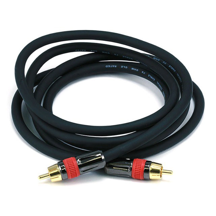 Monoprice Coaxial Audio/Video Cable - 6 ft Coaxial A/V Cable for Audio Device, Video Device, Subwoofer - First End: 1 x RCA Digital Audio/Video - Male - Second End: 1 x RCA Digital Audio/Video - Male - Shielding - Gold Plated Connector