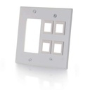 C2G Decorative Style Cutout with Four Keystone Double Gang Wall Plate - White