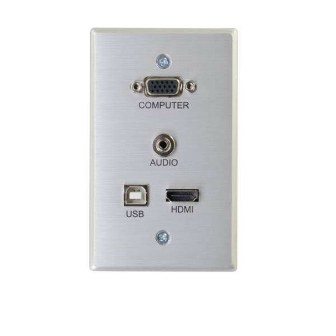 C2G-RapidRun VGA + 3.5mm + HDMI and USB Pass Through Single Gang Wall Plate