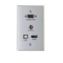 C2G-RapidRun VGA + 3.5mm + HDMI and USB Pass Through Single Gang Wall Plate