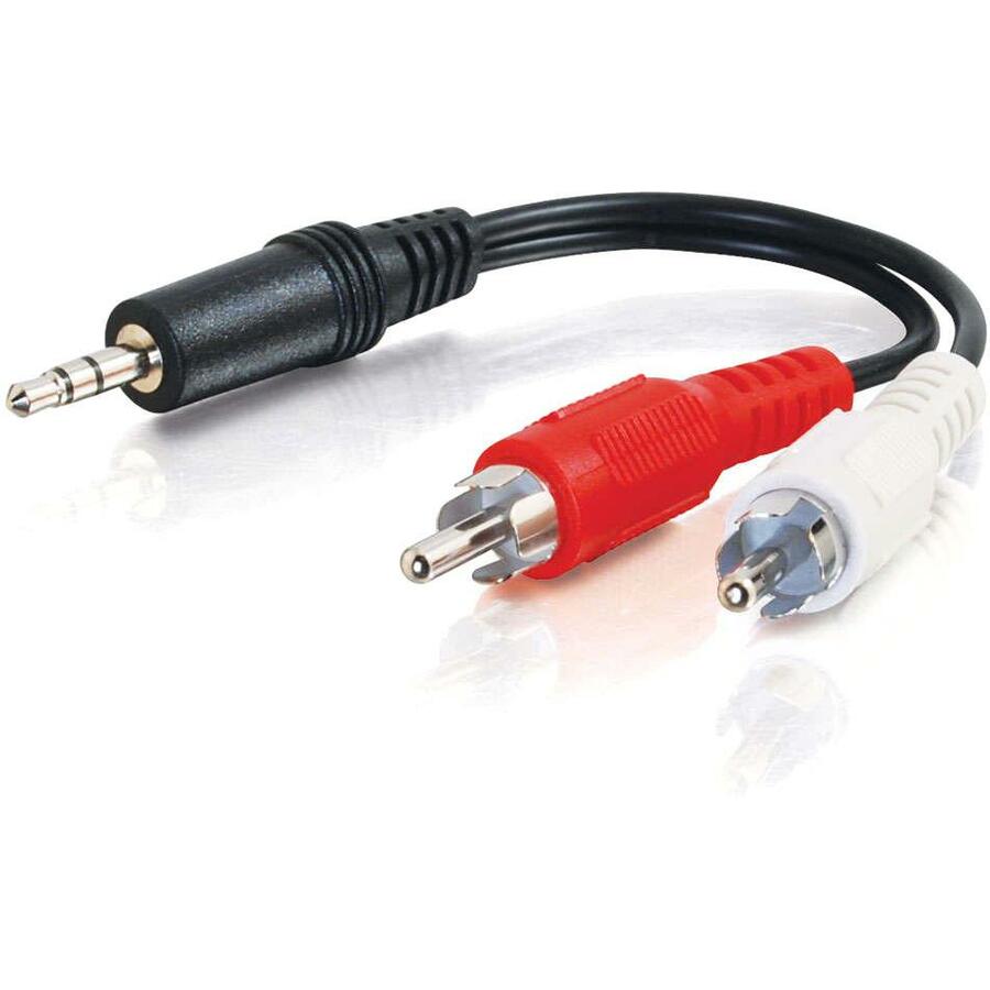 C2G 12ft Value Series One 3.5mm Stereo Male To Two RCA Stereo Male Y-Cable - 12 ft Mini-phone/RCA Audio Cable for Audio Device - First End: 1 x Mini-phone Stereo Audio - Male - Second End: 2 x RCA Stereo Audio - Male - Splitter Cable - Shielding - Nickel, Nickel Plated Connector - Black