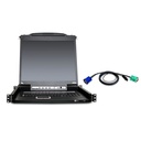 ATEN 8-Port 19" Single Rail USB/PS2 LCD KVM w/ Peripheral Sharing & 8 USB KVM Cables-TAA Compliant