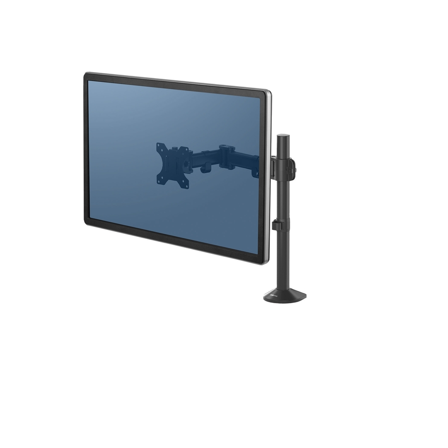 Fellowes Reflex Series Adjustable Monitor Arm for Desk, Supports 32-Inch Monitors, Ergonomic Single Monitor Stand with VESA Mount, Easy Setup with Grommet or Clamp