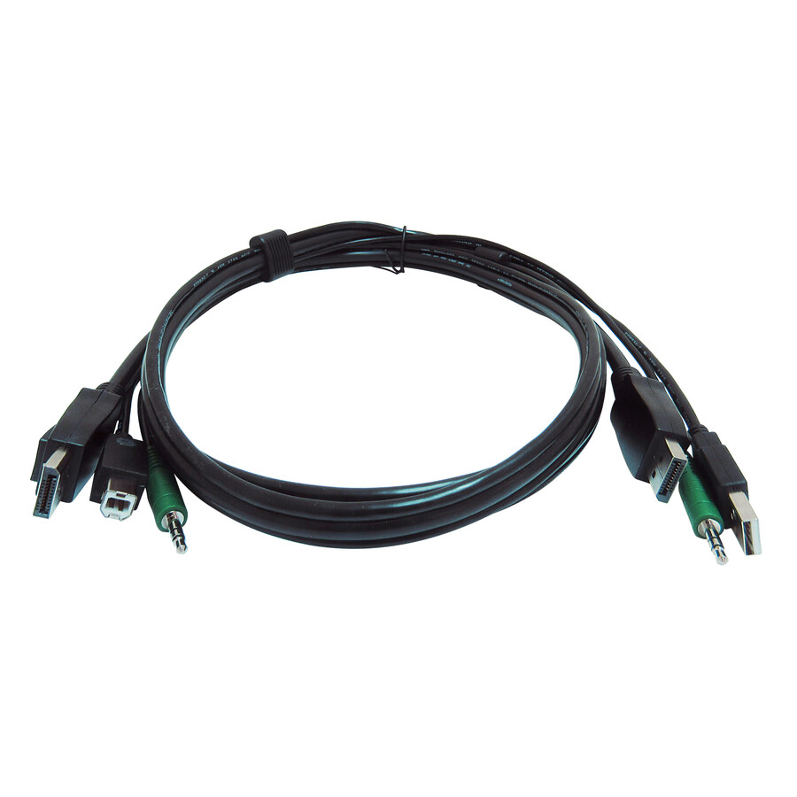 Black Box Secure KVM Cable - Each end (1) USB, (1) or (2) DisplayPort, (1) 3.5mm Audio