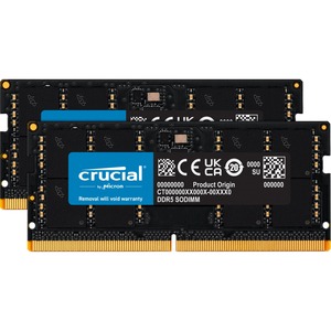 Micron 64GB (2 x 32GB) DDR5 SDRAM Memory Kit - For Notebook - 64 GB (2 x 32GB) - DDR5-4800/PC5-38400 DDR5 SDRAM - 4800 MHz Dual-rank Memory - CL40 - 1.10 V - Non-ECC - Unbuffered - 262-pin - SoDIMM - Lifetime Warranty