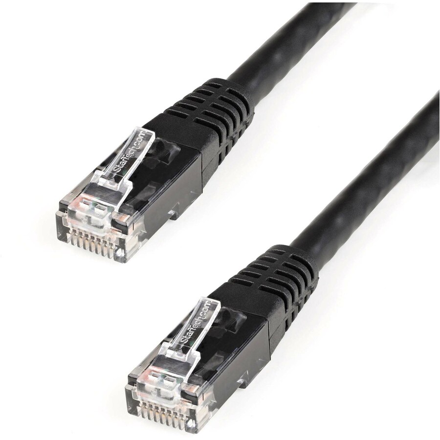 StarTech 8ft CAT6 Ethernet Cable - Black Molded Gigabit - 100W PoE UTP 250Mhz - Category 6 Patch Cord UL Certified Wiring/TIA