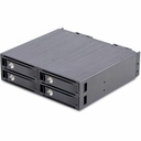 StarTech.com 4-Bay Backplane for U.2 Drives, Fits in a 5.25inch Bay, Mobile Rack for 2.5inch U.2 (SFF-8639) NVMe HDD/SSDs, Removable Trays - 4-bay backplane adds four U.2 (SFF-8639) NVMe drive bays to desktop/server; Supports 7mm to 15mm 2.5" U.2 NVMe SSDs; Up to 32Gbps; Lockable and removeable drive trays/caddies; Works with any operating system; 2x keys incl.; Includes 4x Mini-SAS Cable