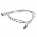 AddOn 2m USB A 2.0 Male to USB B 2.0 Female White Cable