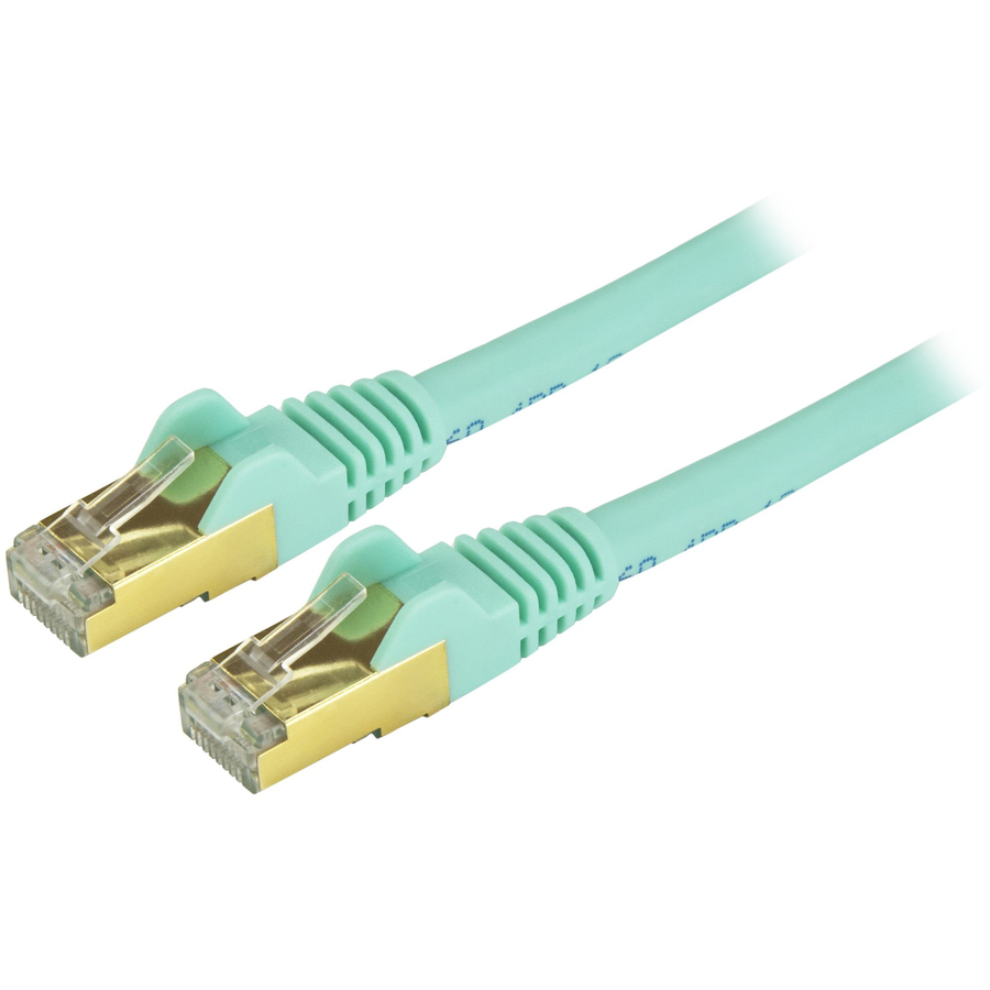 StarTech 2ft CAT6a Ethernet Cable - 10 Gigabit Category 6a Shielded Snagless 100W PoE Patch Cord - 10GbE Aqua UL Certified Wiring/TIA