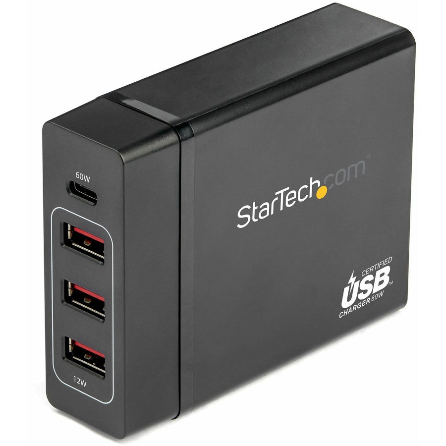 StarTech.com USB-C Charging Station, 72W, 1x USB-C + 3x USB-A, Portable Charger with PD, Laptop Replacement Charger, USB-C Power Adapter - 72W USB charging station w/ 1x USB-C PD 3.0 (60W) and 3x USB-A BC 1.2 (12W) fast charge ports - USB-IF/ETL/FCC/ICES Safety Certified - Laptop Replacement Charger - 60W 1xUSB-C - 12W 3xUSB-A - Macbook Air/Pro 13 XPS 13 Surface Pro 7 iPhone 13 Pro